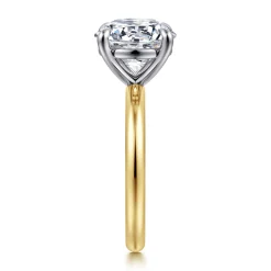 Best Gabriel & Co. Lark - 14K White-Yellow Gold Round Solitaire Diamond Engagement Ring
