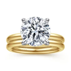Best Gabriel & Co. Lark - 14K White-Yellow Gold Round Solitaire Diamond Engagement Ring