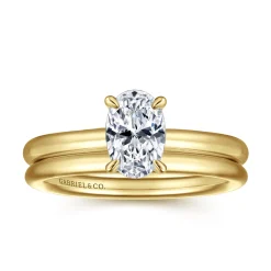 New Gabriel & Co. Lark - 14K Yellow Gold Oval Solitaire Engagement Ring