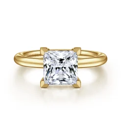 Best Gabriel & Co. Lark - 14K Yellow Gold Princess Cut Solitaire Engagement Ring