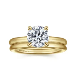 New Gabriel & Co. Lark - 14K Yellow Gold Round Solitaire Engagement Ring