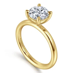 New Gabriel & Co. Lark - 14K Yellow Gold Round Solitaire Engagement Ring