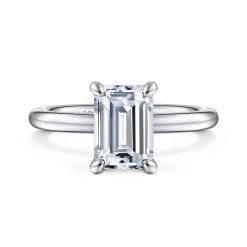 New Gabriel & Co. Lark - Platinum Emerald Cut Solitaire Engagement Ring