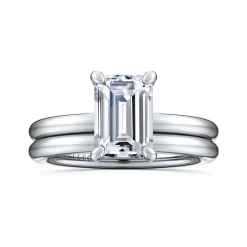New Gabriel & Co. Lark - Platinum Emerald Cut Solitaire Engagement Ring