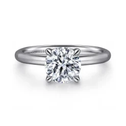 New Gabriel & Co. Lark - Platinum Round Solitaire Diamond Engagement Ring