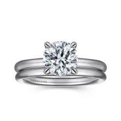 New Gabriel & Co. Lark - Platinum Round Solitaire Diamond Engagement Ring