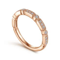 Outlet Gabriel & Co. Latvia - 14K Rose Gold Diamond Station Stackable Anniversary Band with Milgrain - 0.18 ct