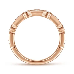 Outlet Gabriel & Co. Latvia - 14K Rose Gold Diamond Station Stackable Anniversary Band with Milgrain - 0.18 ct