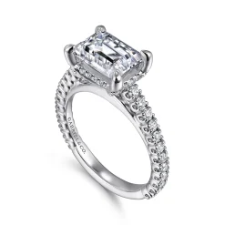 Best Gabriel & Co. Laurel - 14K White Gold East West Emerald Diamond Engagement Ring