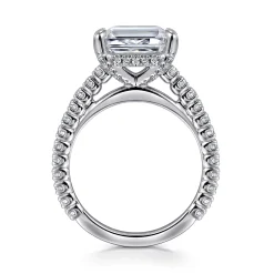Best Gabriel & Co. Laurel - 14K White Gold East West Emerald Diamond Engagement Ring