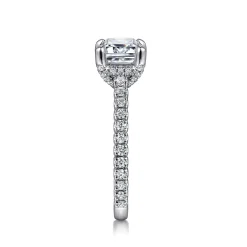 Best Gabriel & Co. Laurel - 14K White Gold East West Emerald Diamond Engagement Ring
