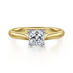Gabriel & Co. Lauren - 14K White-Yellow Gold Cushion Cut Diamond Engagement Ring