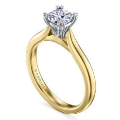 Gabriel & Co. Lauren - 14K White-Yellow Gold Cushion Cut Diamond Engagement Ring