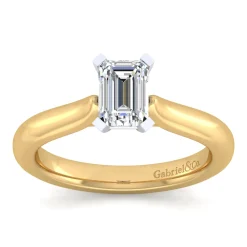 Outlet Gabriel & Co. Lauren - 14K White-Yellow Gold Emerald Cut Diamond Engagement Ring
