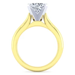 New Gabriel & Co. Lauren - 14K White-Yellow Gold Round Diamond Engagement Ring