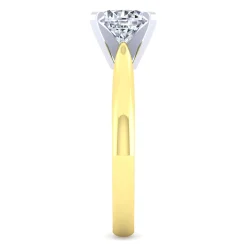 New Gabriel & Co. Lauren - 14K White-Yellow Gold Round Diamond Engagement Ring