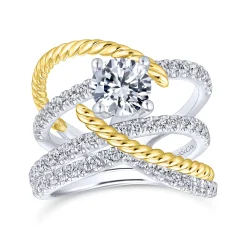 Outlet Gabriel & Co. Lavish - 14K White-Yellow Gold Free Form Round Diamond Engagement Ring