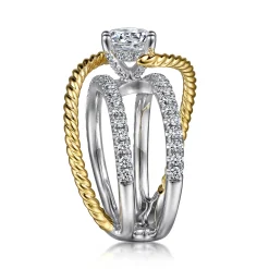 Outlet Gabriel & Co. Lavish - 14K White-Yellow Gold Free Form Round Diamond Engagement Ring