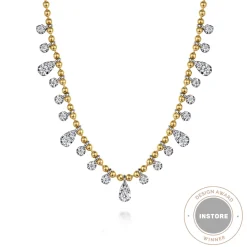 Discount Gabriel & Co. Layered Necklace Droplet 14K White and Yellow Gold Diamond 0.5ct Bujukan