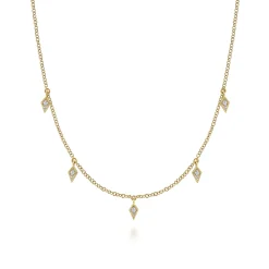 New Gabriel & Co. Layered Necklace Droplet 14K Yellow Gold Diamond 0.05ct