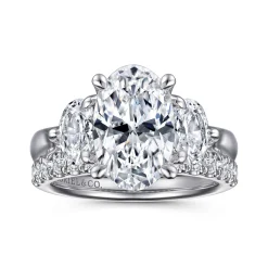 Gabriel & Co. Laynie - 14K White Gold Oval Three Stone Diamond Engagement Ring