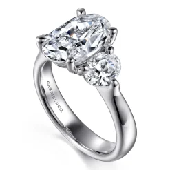 Gabriel & Co. Laynie - 14K White Gold Oval Three Stone Diamond Engagement Ring