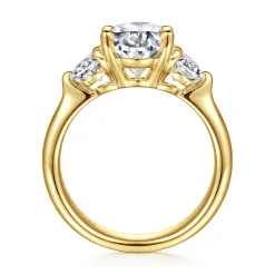 Gabriel & Co. Laynie - 14K Yellow Gold Oval Three Stone Diamond Engagement Ring