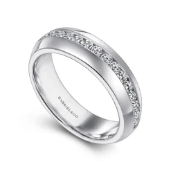 Clearance Gabriel & Co. Lazare - 14k White Gold Channel Set Round 15 Stone Diamond Anniversary Band - 0.35 ct