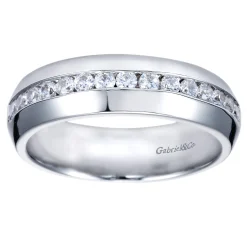 Clearance Gabriel & Co. Lazare - 14k White Gold Channel Set Round 15 Stone Diamond Anniversary Band - 0.35 ct