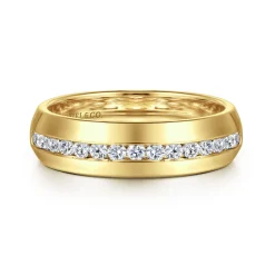 Outlet Gabriel & Co. Lazare - 14k Yellow Gold Channel Set Round 15 Stone Diamond Anniversary Band - 0.35 ct