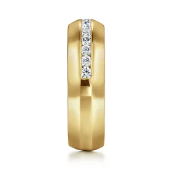 Outlet Gabriel & Co. Lazare - 14k Yellow Gold Channel Set Round 15 Stone Diamond Anniversary Band - 0.35 ct