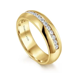 Outlet Gabriel & Co. Lazare - 14k Yellow Gold Channel Set Round 15 Stone Diamond Anniversary Band - 0.35 ct