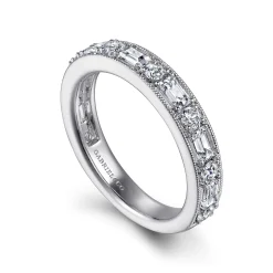 Online Gabriel & Co. Lazia - 14K White Gold Baguette and Round Diamond Anniversary Band - 0.96 ct