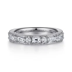 Online Gabriel & Co. Lazia - 14K White Gold Baguette and Round Diamond Anniversary Band - 0.96 ct