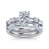 Discount Gabriel & Co. Leanna - 14K White Gold Baguette and Round Diamond Engagement Ring