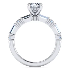 Discount Gabriel & Co. Leanna - 14K White Gold Baguette and Round Diamond Engagement Ring