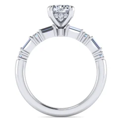 Sale Gabriel & Co. Leanna - 14K White Gold Baguette and Round Diamond Engagement Ring
