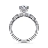 Hot Gabriel & Co. Leanna - 14K White Gold Baguette and Round Diamond Engagement Ring