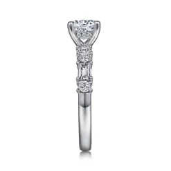 Hot Gabriel & Co. Leanna - 14K White Gold Baguette and Round Diamond Engagement Ring