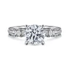 Discount Gabriel & Co. Leanna - 14K White Gold Baguette and Round Diamond Engagement Ring