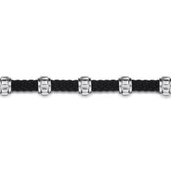 Best Gabriel & Co. Leather Men's Bracelet Half Cubes 925 Sterling Silver