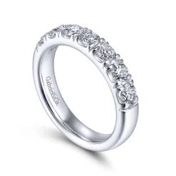 Hot Gabriel & Co. Lecce - 14K White Gold Round 7 Stone Diamond Anniversary Band - 1 ct