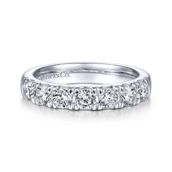 Hot Gabriel & Co. Lecce - 14K White Gold Round 7 Stone Diamond Anniversary Band - 1 ct