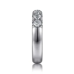 Hot Gabriel & Co. Lecce - 14K White Gold 7 Stone French Pave Diamond Wedding Band - 1.1 ct