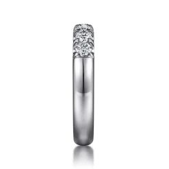 Best Gabriel & Co. Lecce - 14K White Gold 7 Stone French Pave Diamond Wedding Band - 0.75 ct