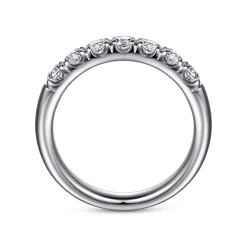 Best Gabriel & Co. Lecce - 14K White Gold 7 Stone French Pave Diamond Wedding Band - 0.75 ct