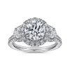 Hot Gabriel & Co. Leda - 14K White Gold Round Three Stone Halo Diamond Engagement Ring