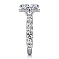 Clearance Gabriel & Co. Leeda - 14K White Gold Oval Hidden Halo Diamond Engagement Ring