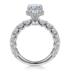 Clearance Gabriel & Co. Leeda - 14K White Gold Oval Hidden Halo Diamond Engagement Ring