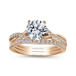 Best Gabriel & Co. Leigh - 14K Rose Gold Round Diamond Engagement Ring
